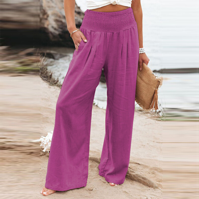 Women's Cotton Linen Pants Loose Yoga Sweatpants Pockets Wide Leg Gym Sweatpants - Picture 30 of 34