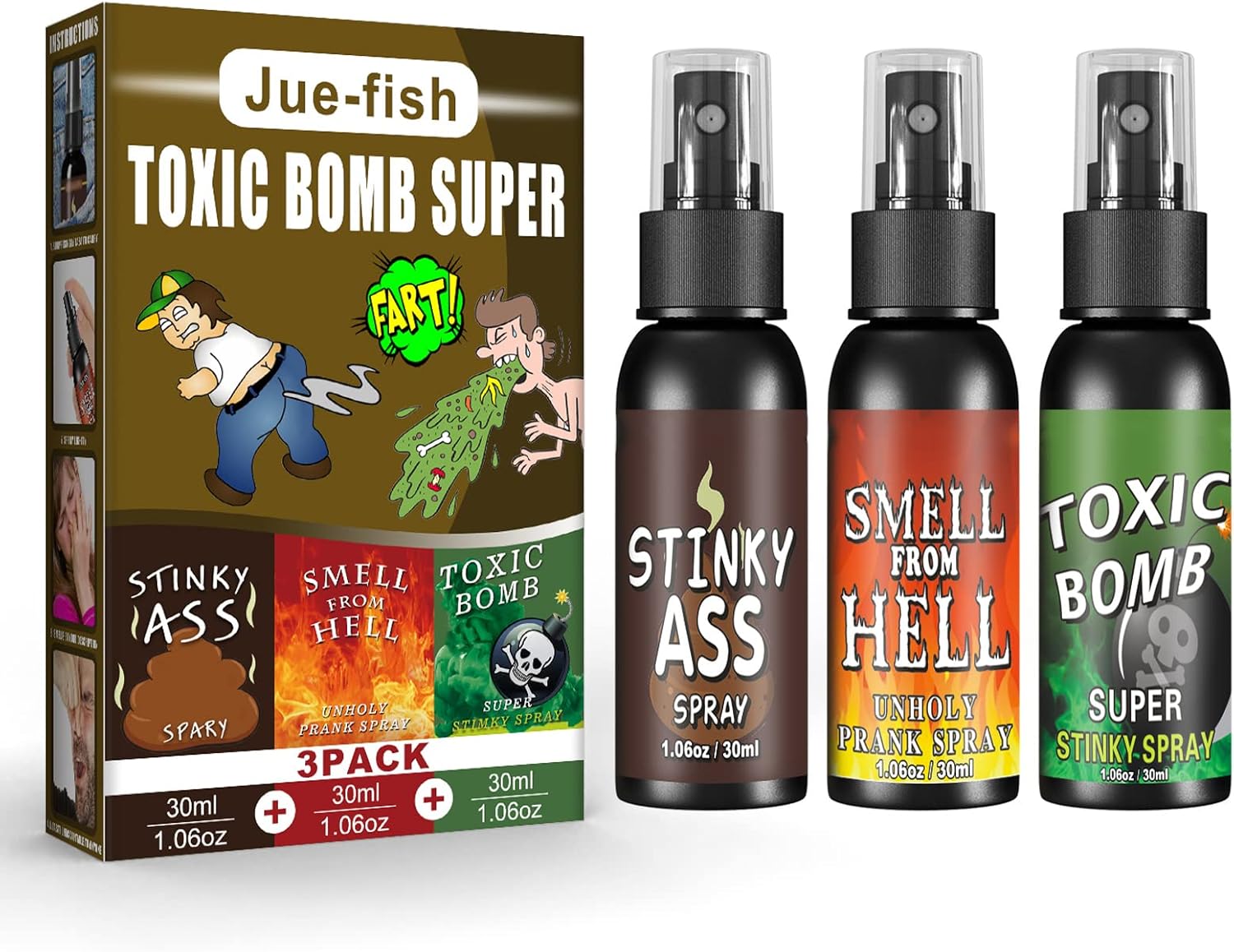 3PCS Fart Spray Extra Strong 30Ml Potent Stink Spray Non Toxic Fart Bomb Prank