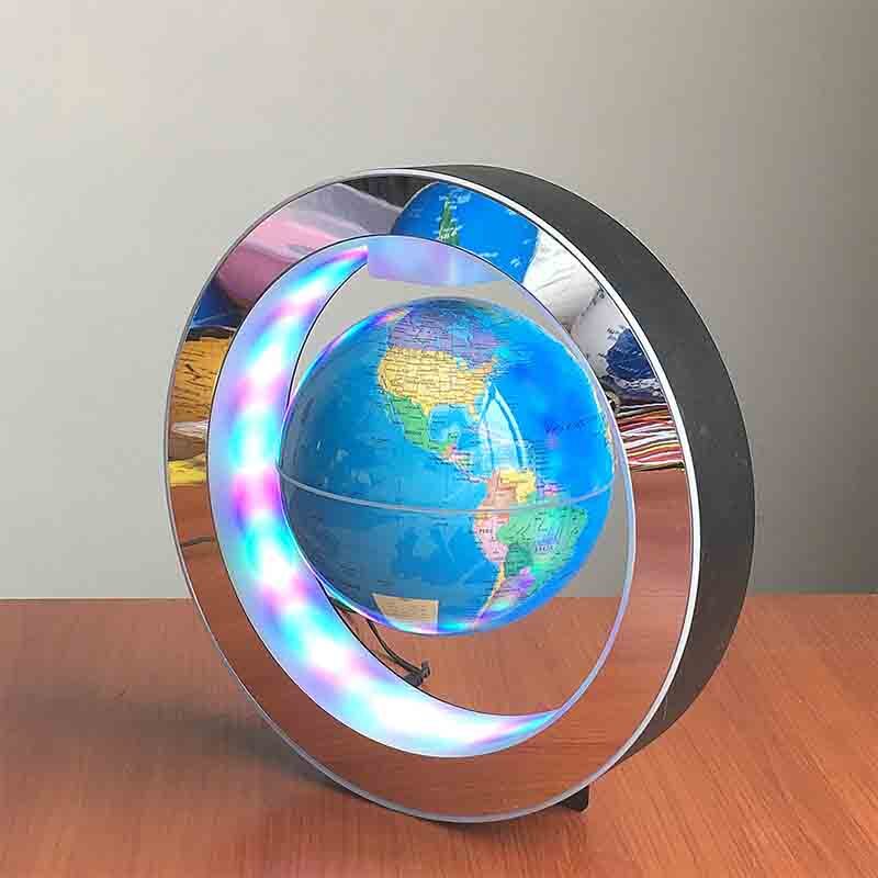17cm Magnetic Levitation Lamp Rotating Globe LED World Floating Lamp Table Decor