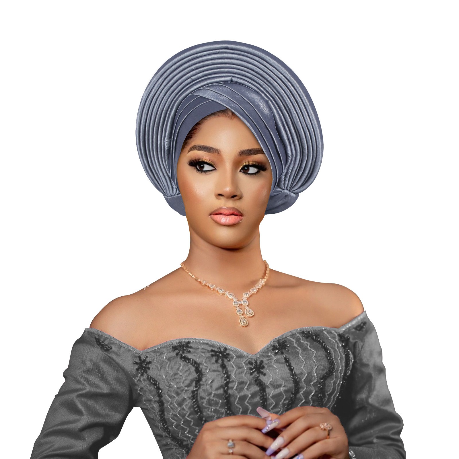 African Turban Women Auto Gele Nigerian Headtie Hijab Bonnet Cap Headwear Beanie - Picture 25 of 34