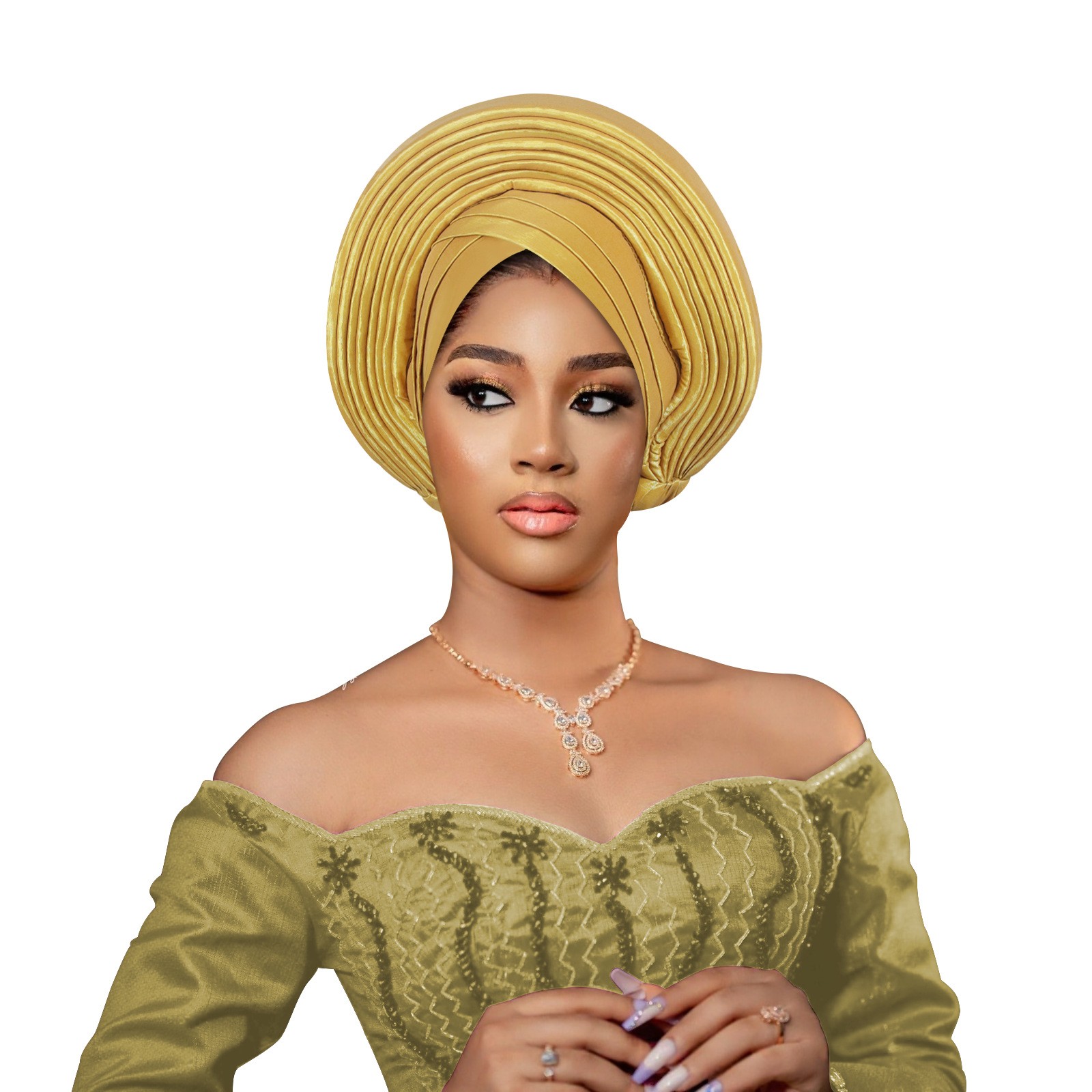 African Turban Women Auto Gele Nigerian Headtie Hijab Bonnet Cap Headwear Beanie - Picture 28 of 34