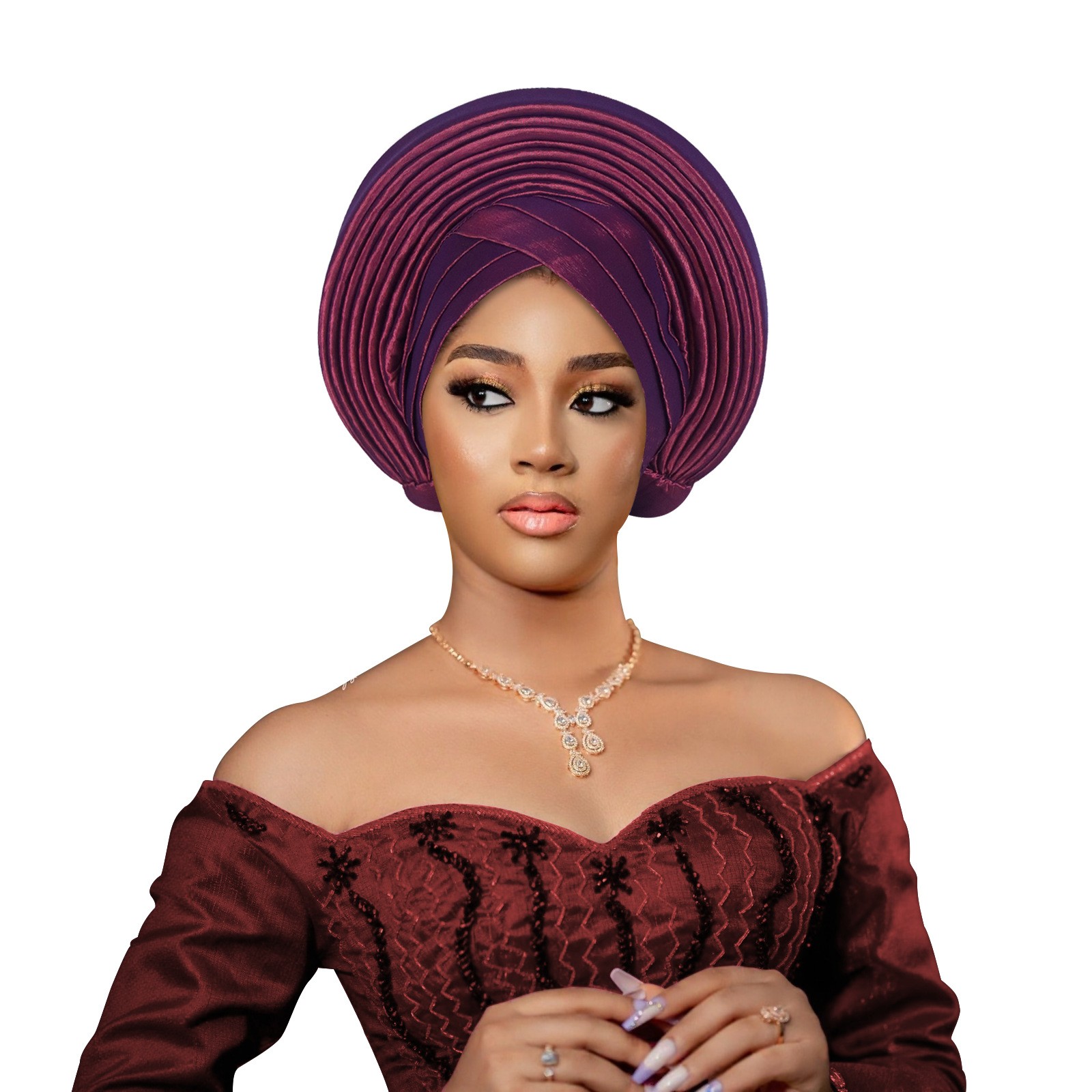 African Turban Women Auto Gele Nigerian Headtie Hijab Bonnet Cap Headwear Beanie - Picture 29 of 34