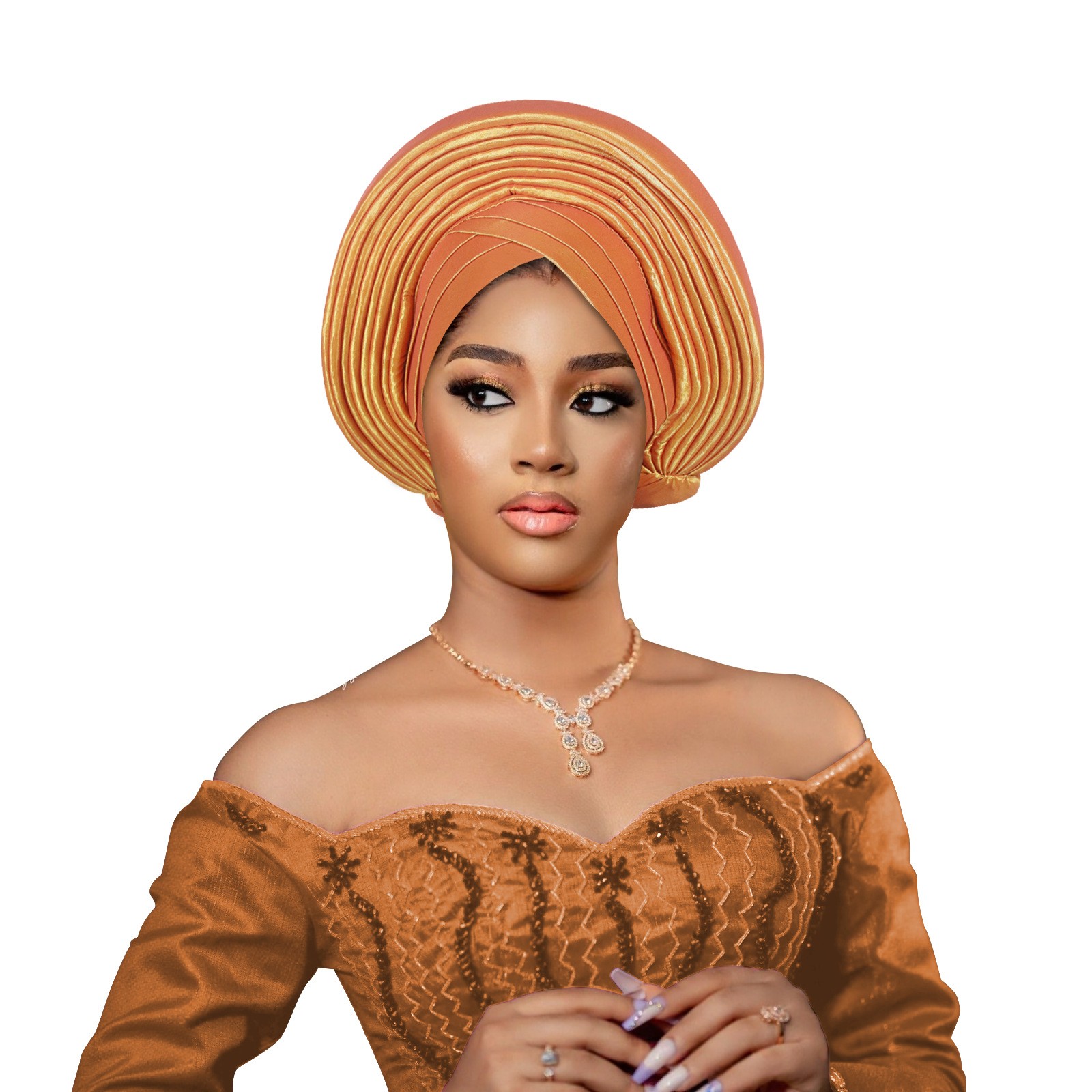 African Turban Women Auto Gele Nigerian Headtie Hijab Bonnet Cap Headwear Beanie - Picture 30 of 34