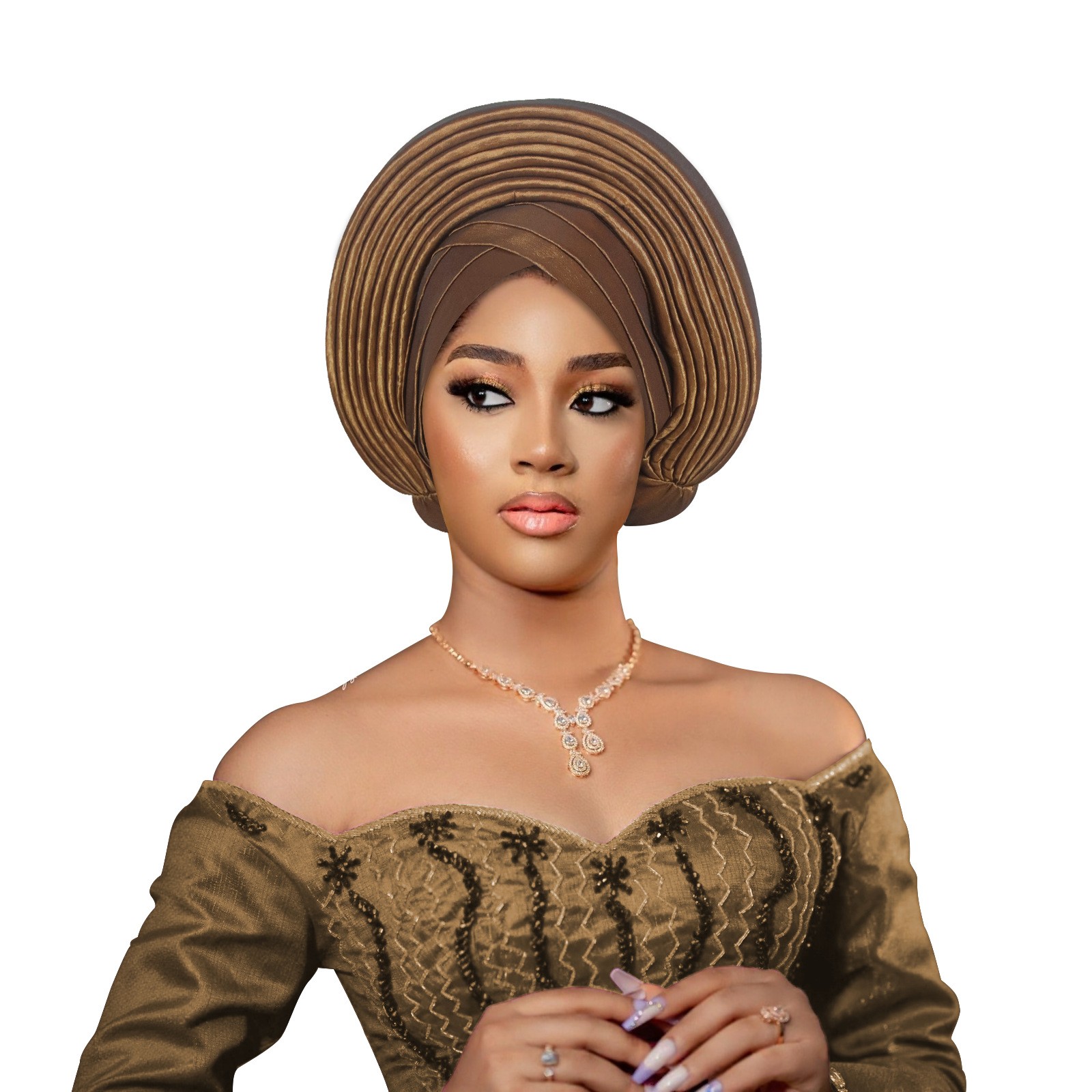 African Turban Women Auto Gele Nigerian Headtie Hijab Bonnet Cap Headwear Beanie - Picture 31 of 34