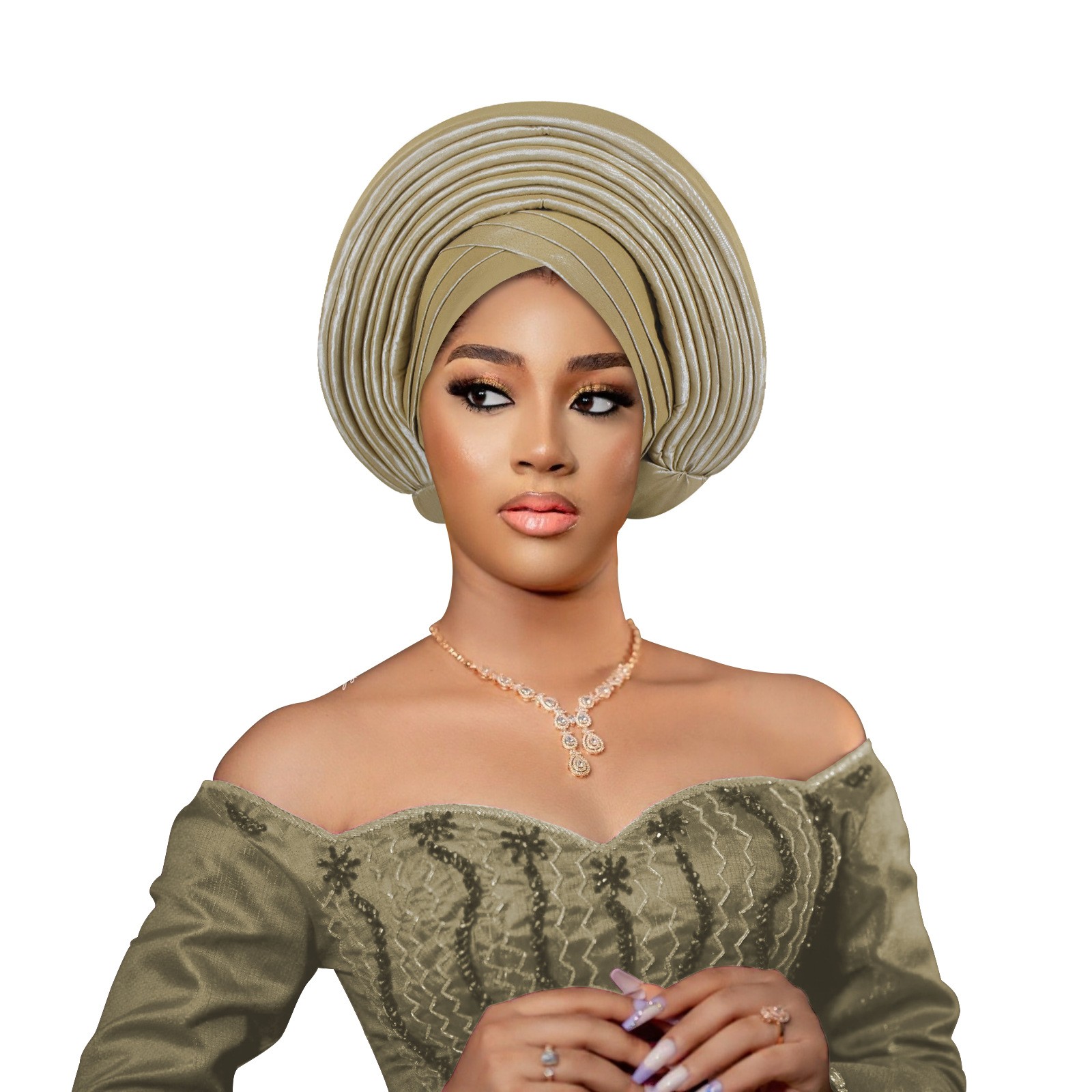 African Turban Women Auto Gele Nigerian Headtie Hijab Bonnet Cap Headwear Beanie - Picture 32 of 34