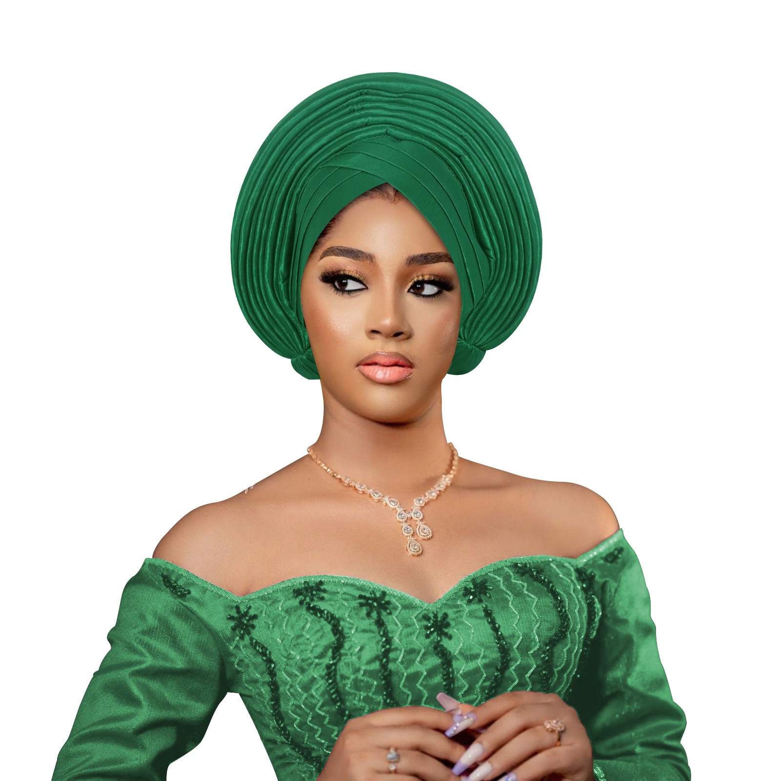 African Turban Women Auto Gele Nigerian Headtie Hijab Bonnet Cap Headwear Beanie - Picture 33 of 34