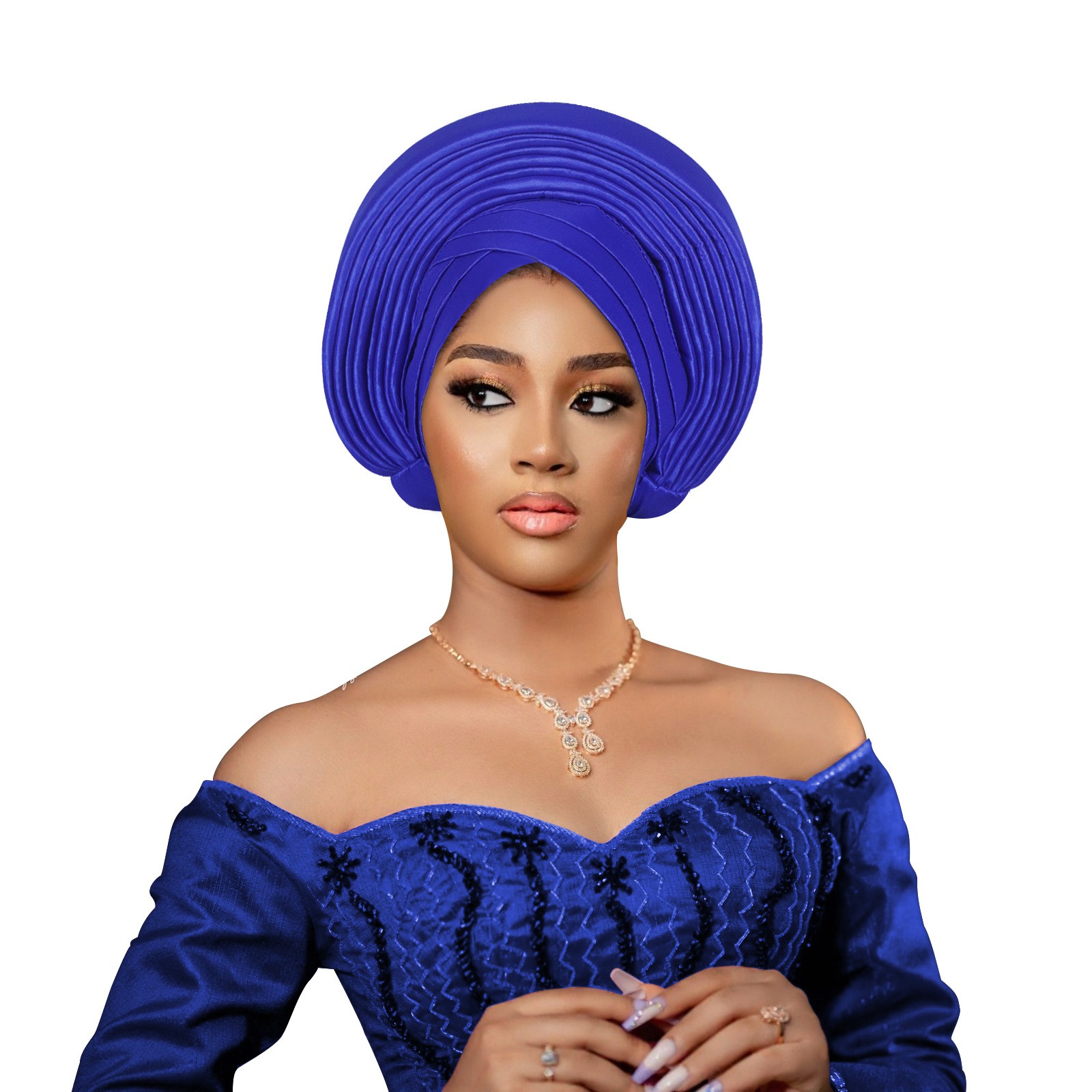 African Turban Women Auto Gele Nigerian Headtie Hijab Bonnet Cap Headwear Beanie - Picture 34 of 34