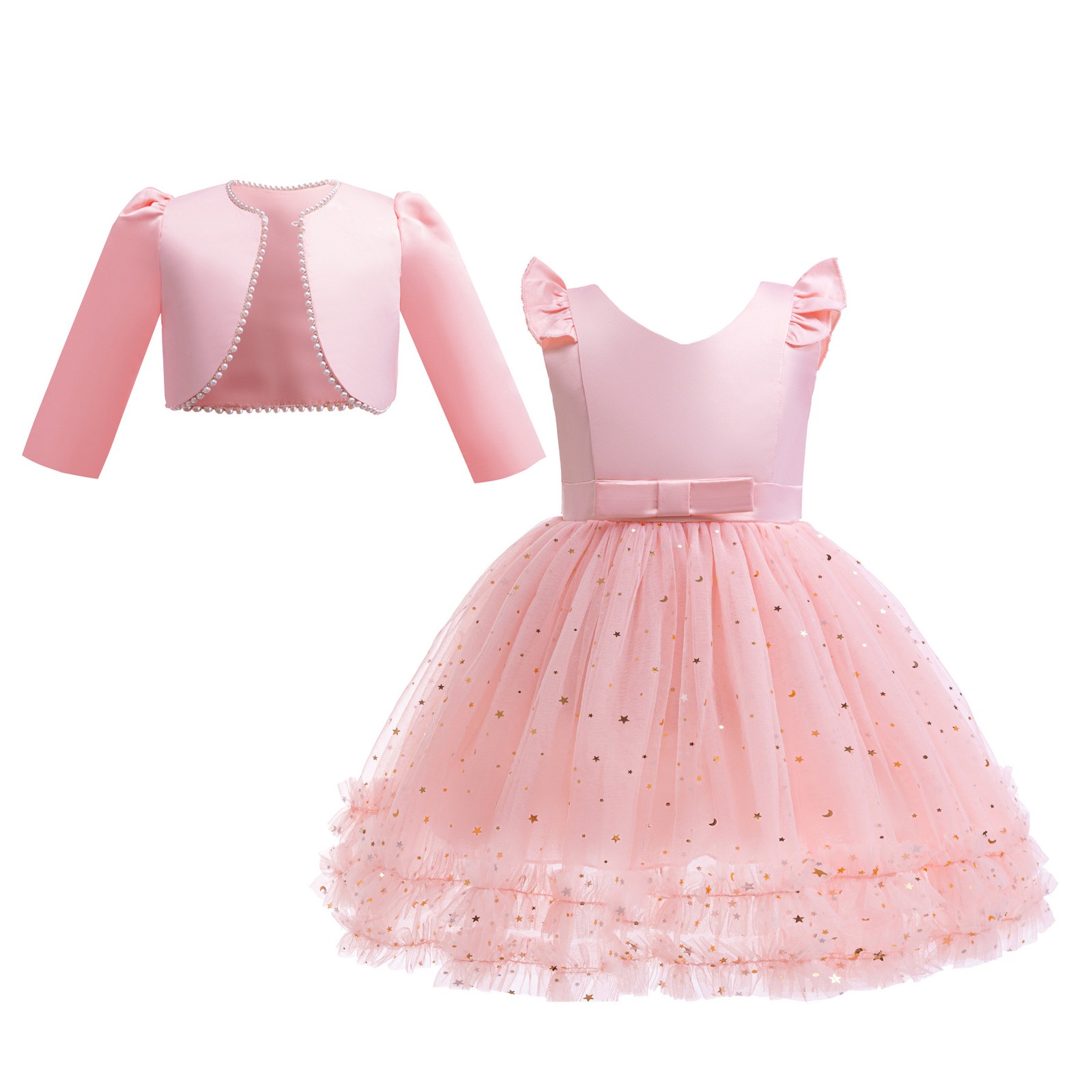 Chirstmas Sequins Kids Girls Princess Tutu Dress Wedding Bridesmaid Gown Islamic - Picture 23 of 24