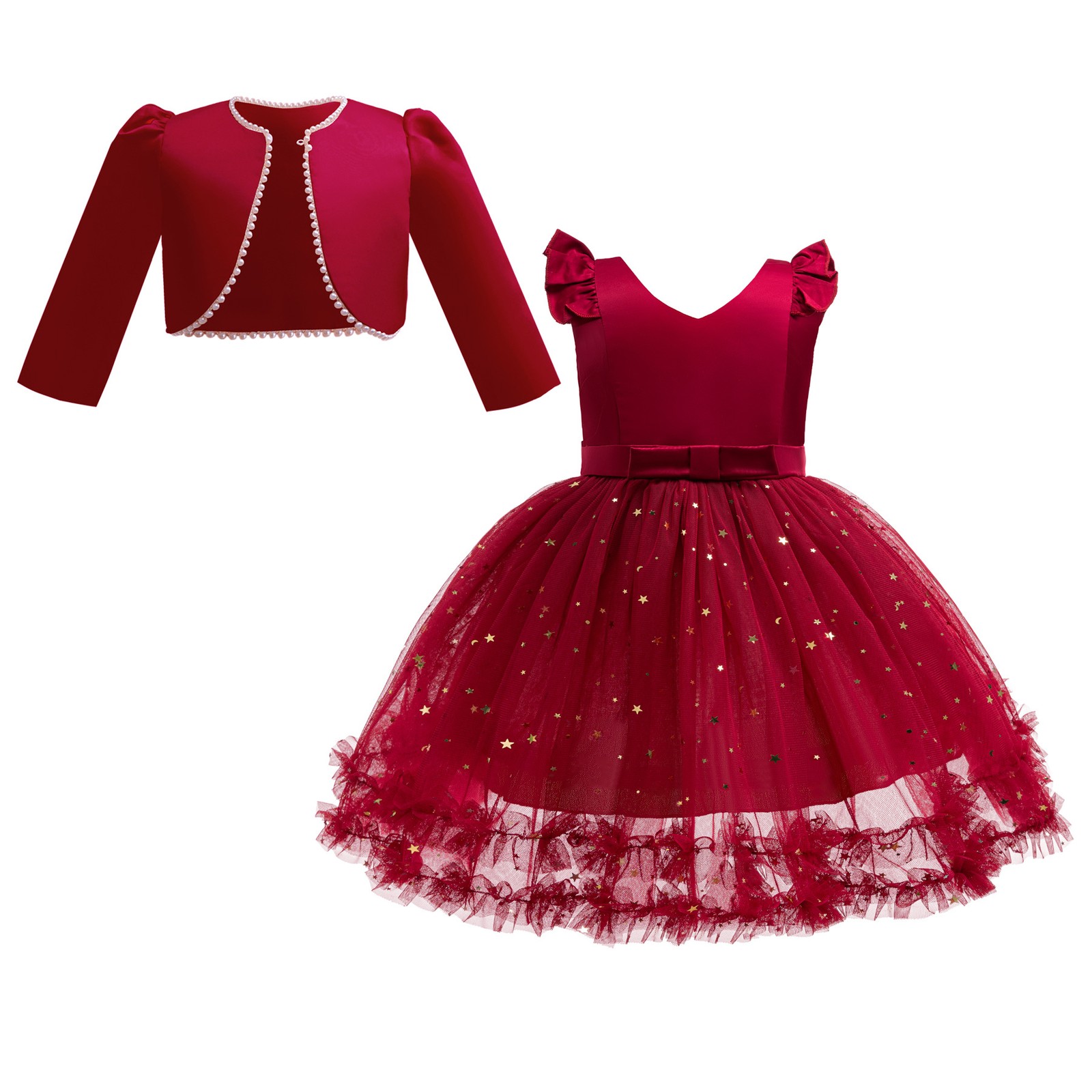 Chirstmas Sequins Kids Girls Princess Tutu Dress Wedding Bridesmaid Gown Islamic - Picture 24 of 24