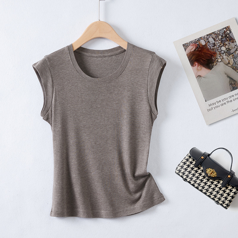 2025 Summer Women's Short sleeved Slim fit Breathable Simple Top with Red Flying