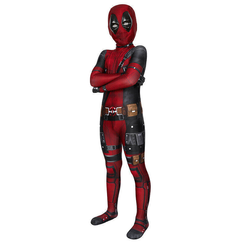 Deadpool Costume Cosplay Kids Bodysuit Boys Children Day Fancy Dress Party UK
