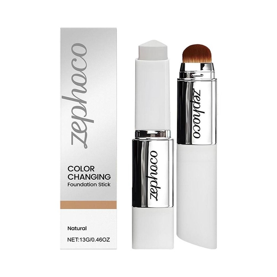2-in-1 White Foundation Stick Colour Changing Concealer Stick with Brushes - Picture 14 of 16