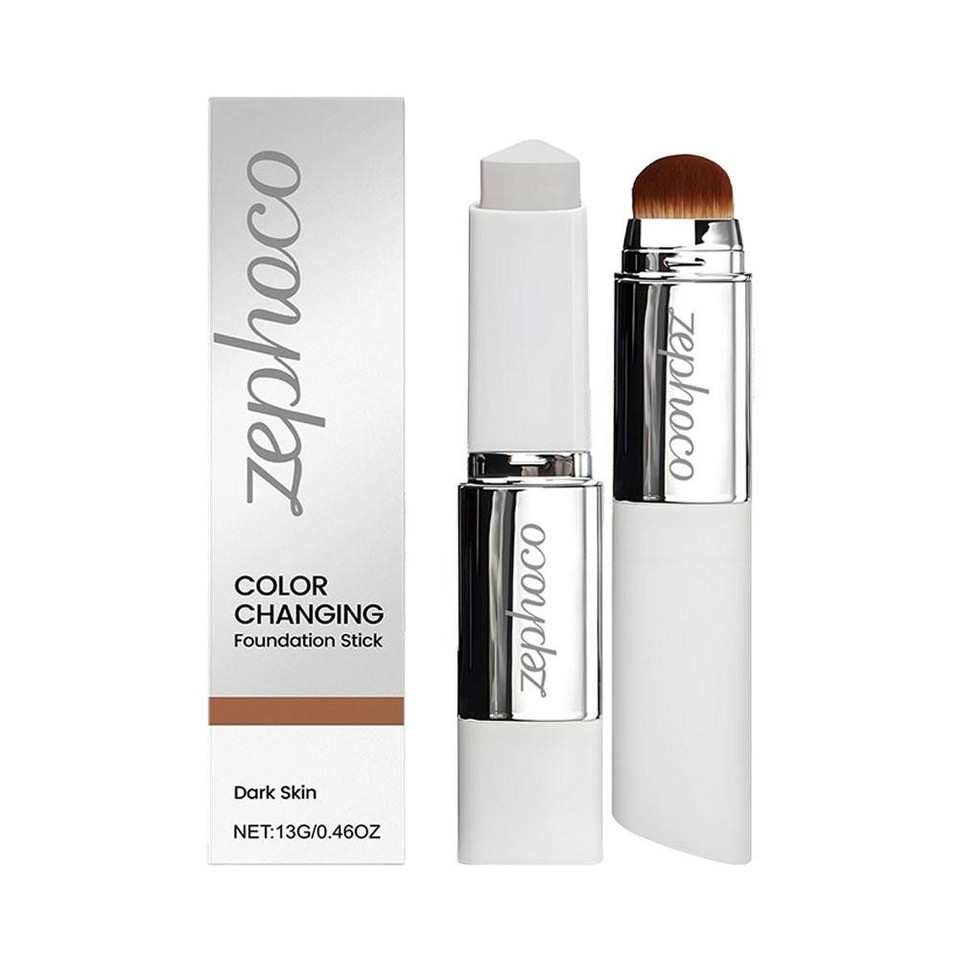2-in-1 White Foundation Stick Colour Changing Concealer Stick with Brushes - Picture 16 of 16