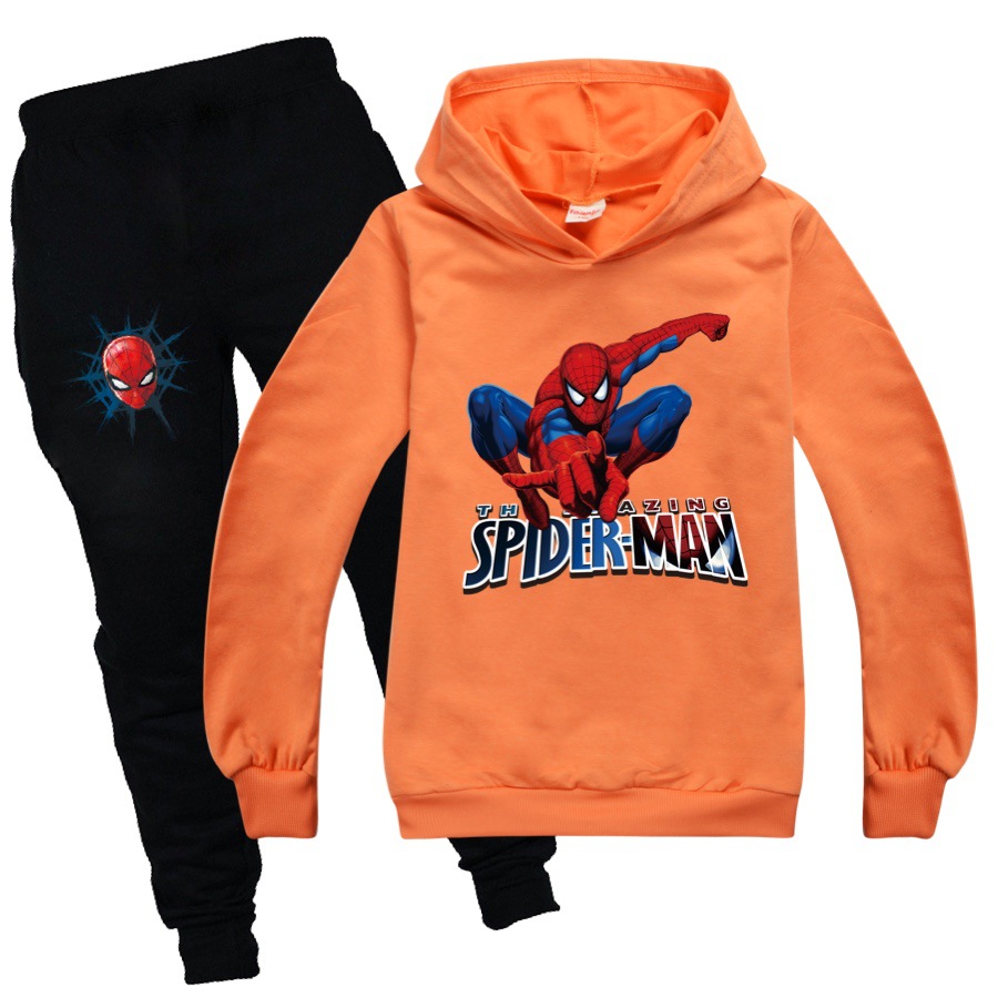 Kids Spiderman Print Casual Hoodie Tops Pants Suits Boys Girls Hooded Tracksuits - Picture 14 of 17