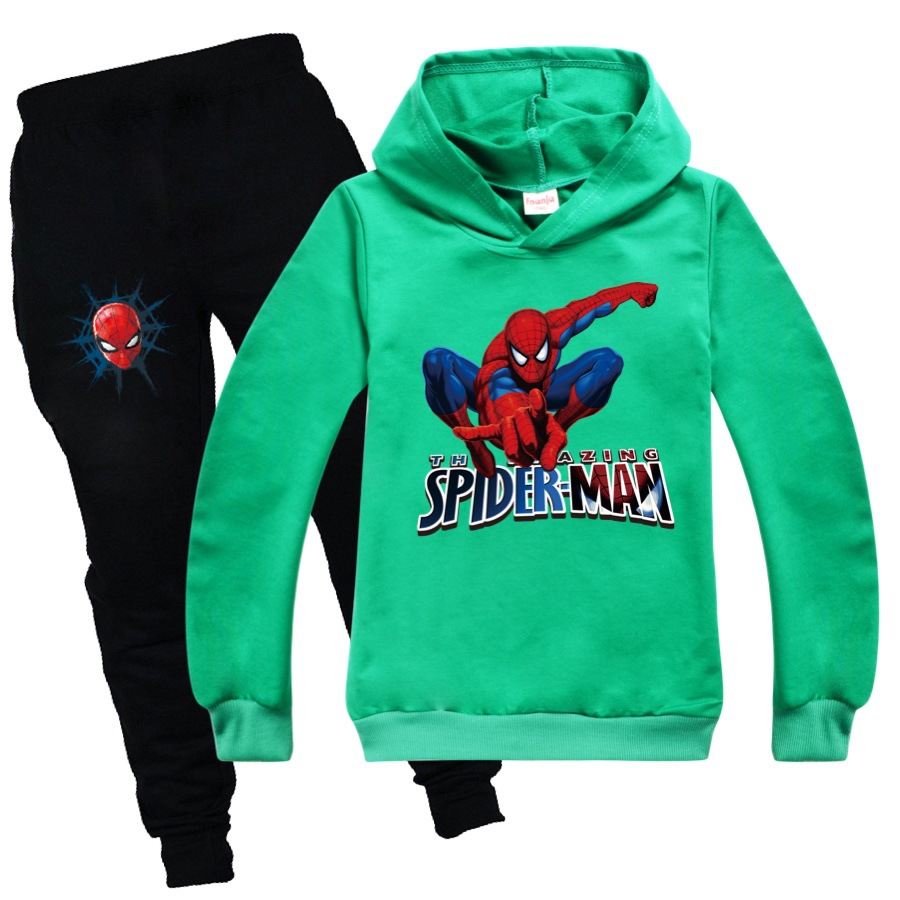Kids Spiderman Print Casual Hoodie Tops Pants Suits Boys Girls Hooded Tracksuits - Picture 15 of 17