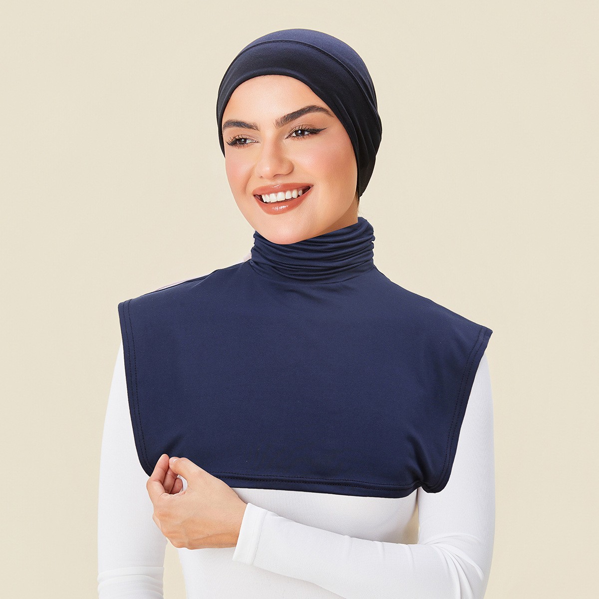 Women Solid Color Fake Collar Pleated false neck scarf Half Top Blouse Islamic