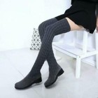 New Women's Flat Stretch Boots Knitting Stylish Thigh Over The Knee Boots Shoes - Picture 20 of 20