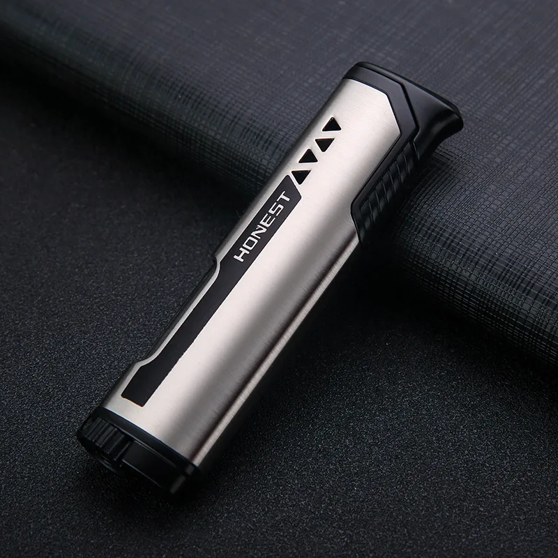 Slim Gas Straight Lighter Windproof Blue Flame Cigar Turbine Torch Lighter Gift