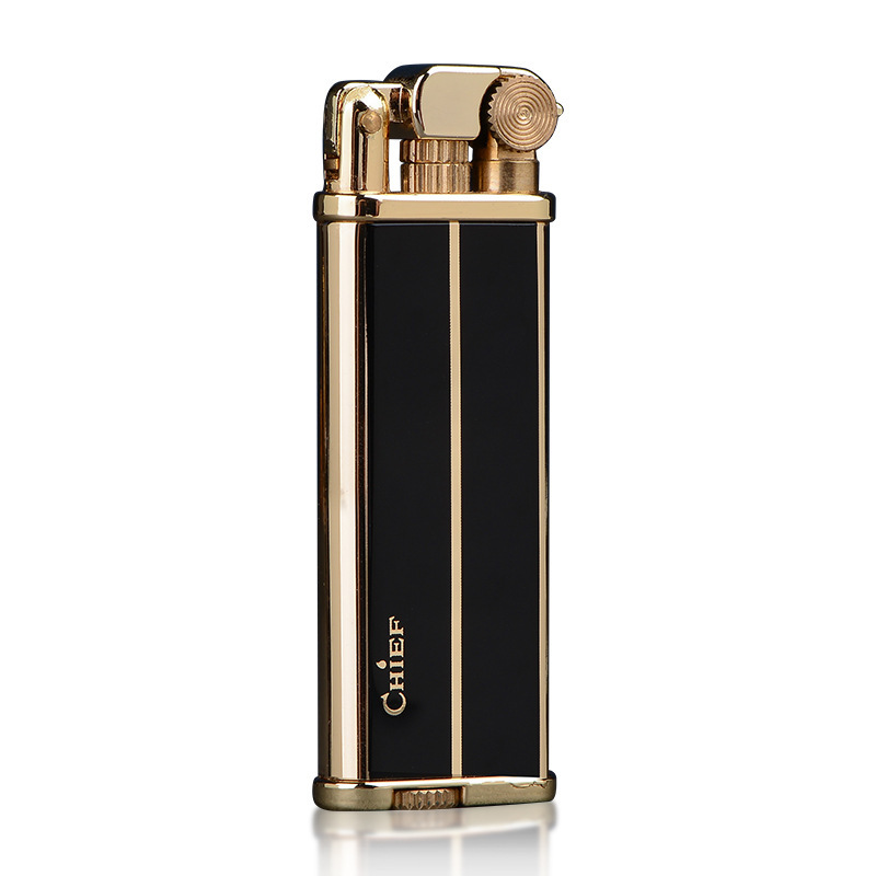 Poratble Slim Brass Retro Kerosene Flint Wheel Cigar Lighter Open Flame Gifts