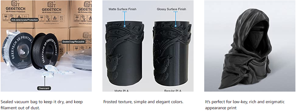 Geeetech Matte Black PLA 1.75mm 1kg/roll note and advantage