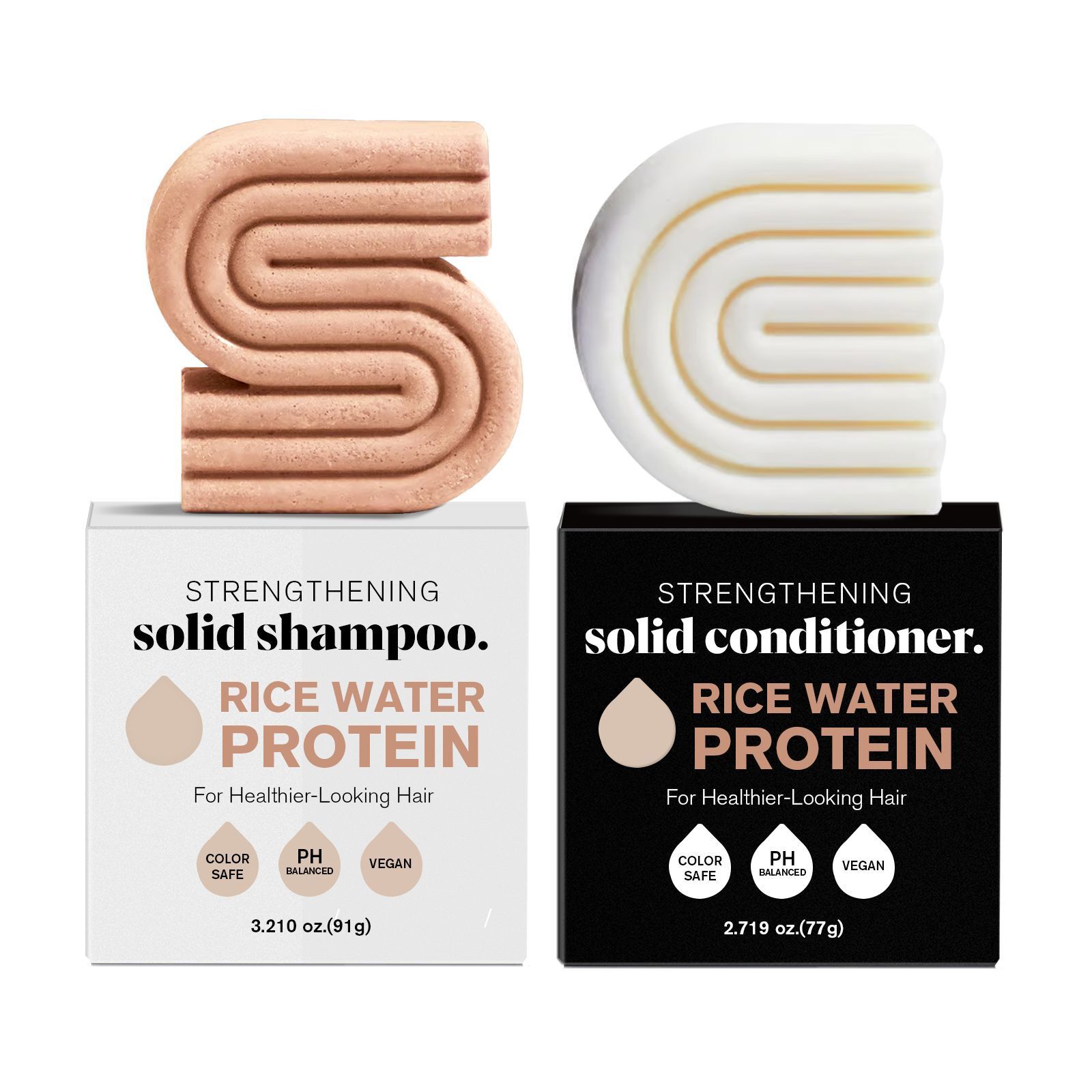 Strengthening Hair Shampoo & Conditioner Bar Soap with Rice Water Protein UK