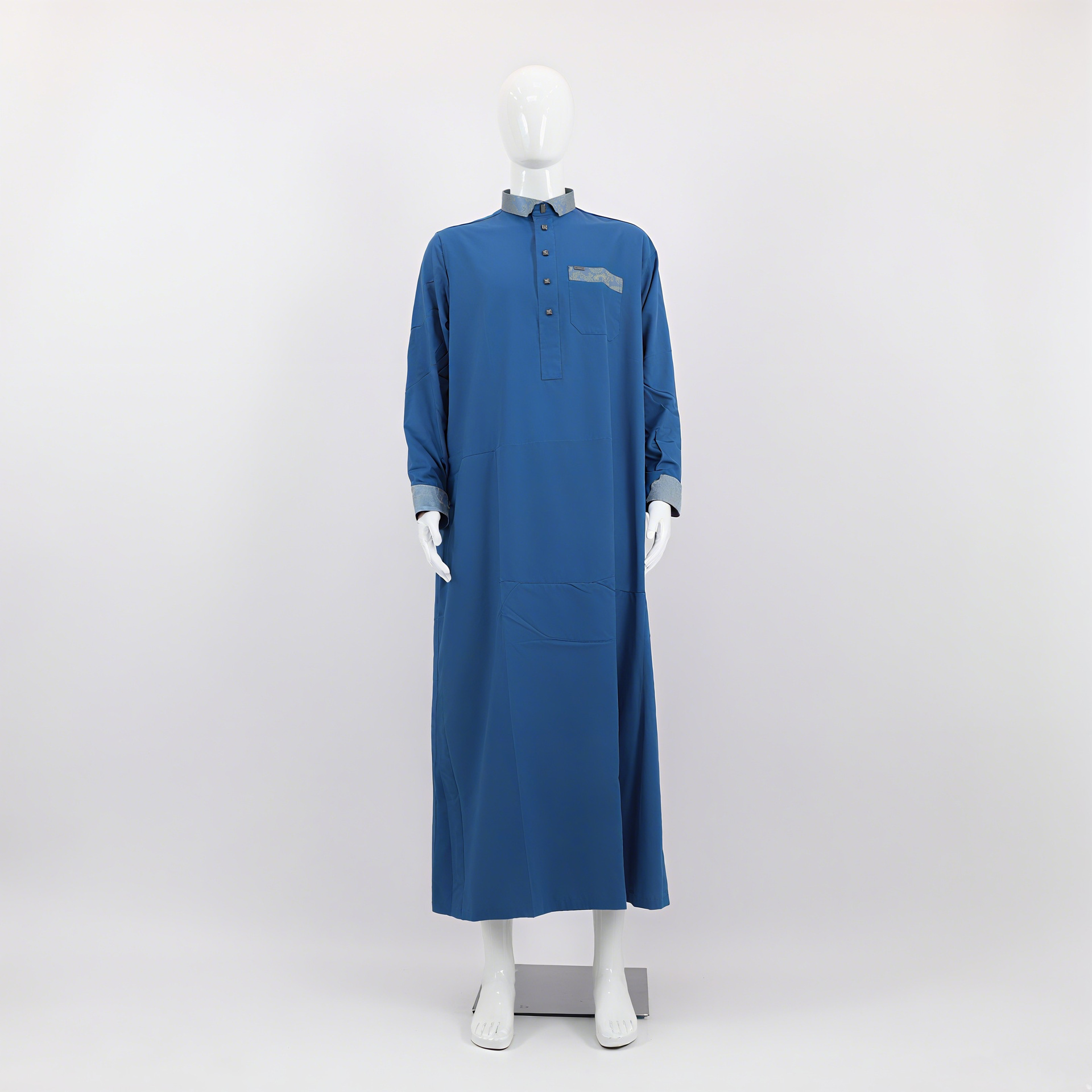 Muslim Long Robe Men Solid Color Abaya Thoub Jubba Thobe Dishdasha Kaftan Islam