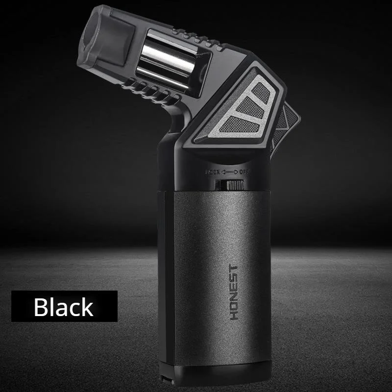 Blue Flame Straight ﻿Lighter Metal Windproof Butane Turbo Gas Cigar Lighter