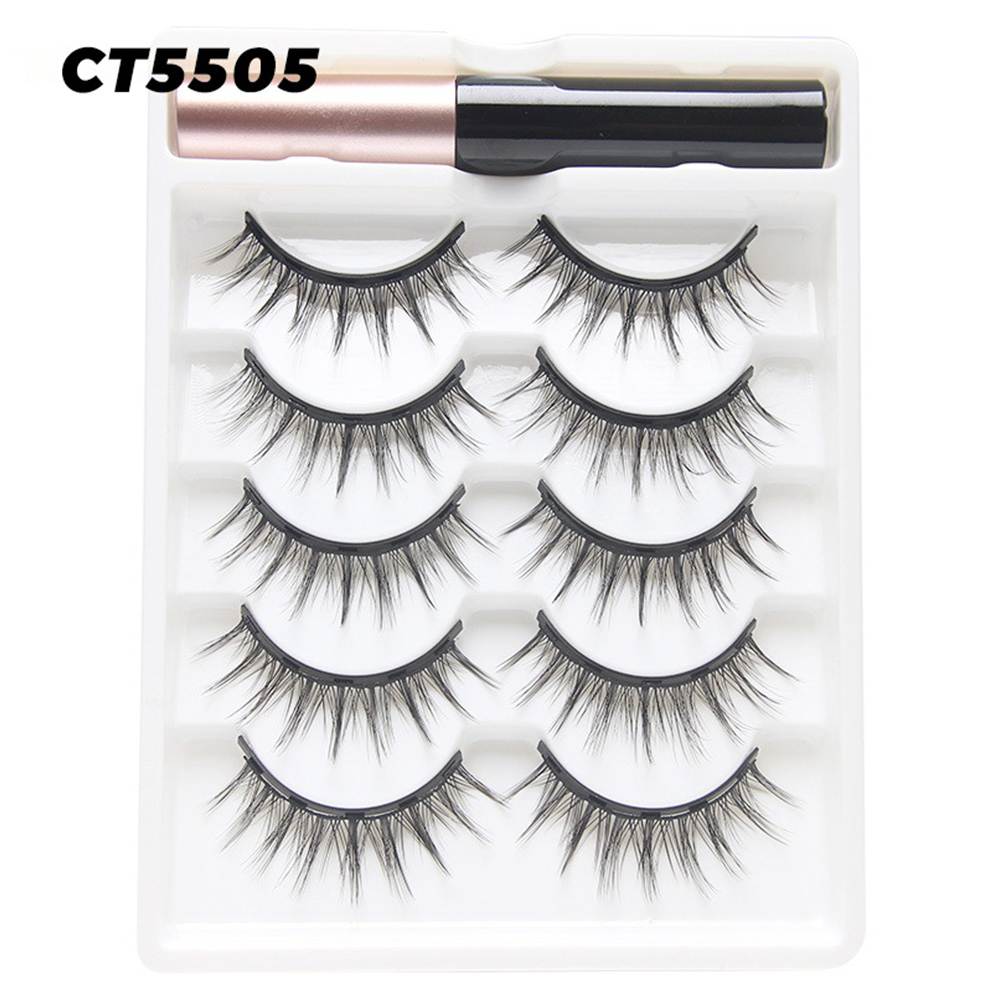 5 Pairs Magnetic Eyelashes with Liquid Liner No Glue Needed Reusable Natural Loo