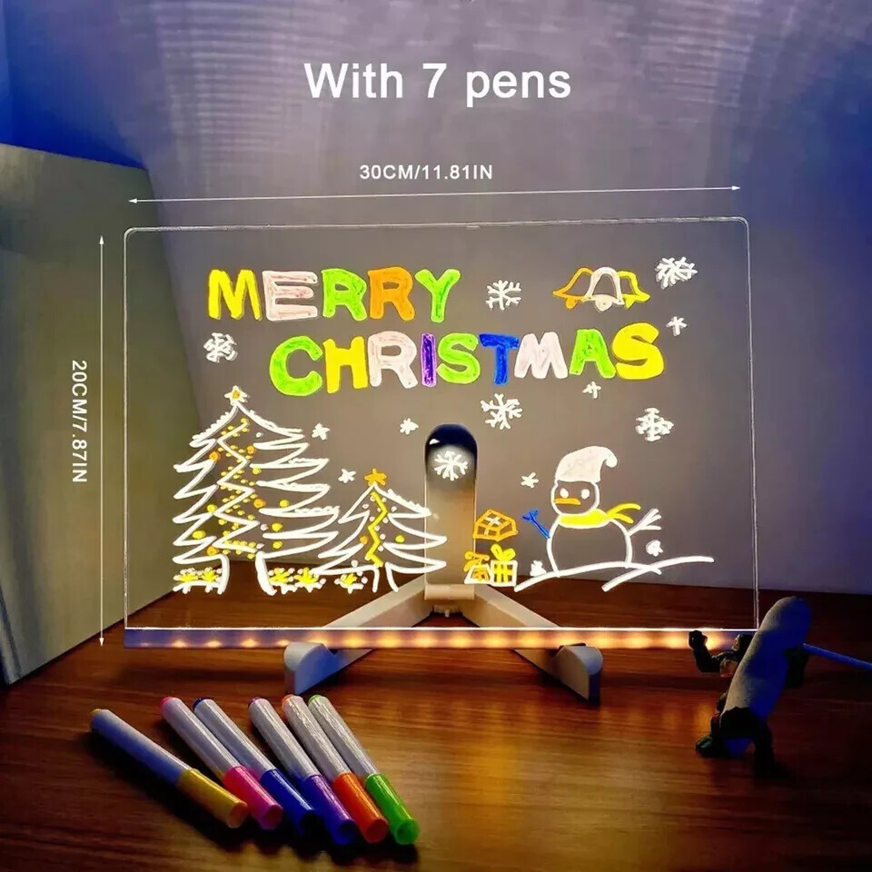 LED Note Board 7 Colors Acrylic Dry Erase Board Light Led Drawing Board for Kids