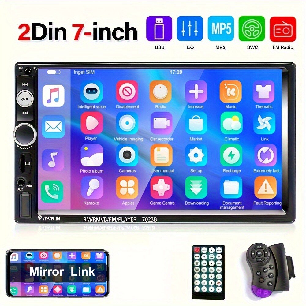 7″ 2DIN Car Stereo Radio Touch Screen USB MP5 Player Mirror Link carplay + Cam+