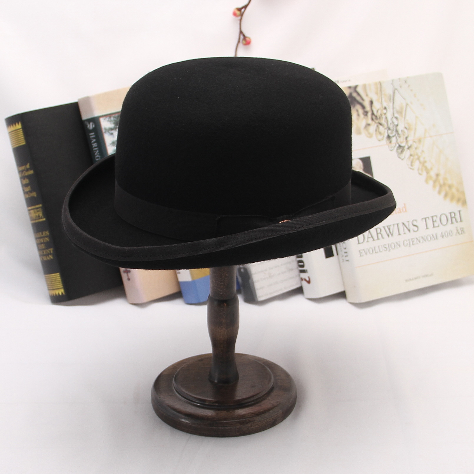 Men's and Women's Wool Felt British Retro Dome Hats with Satin Lining Party Hats - Picture 8 of 8