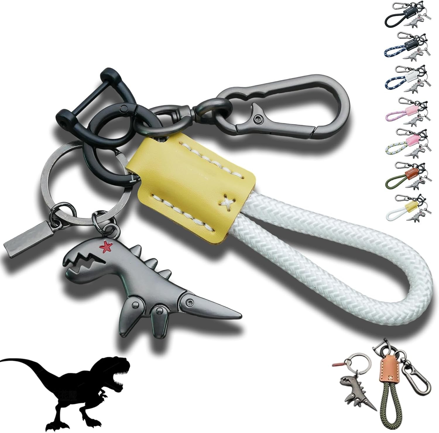 Weseecase Llavero Dinosaurio Dije Emparejado con un Llavero Pulsera Tejido a Mano - Imagen 16 de 22