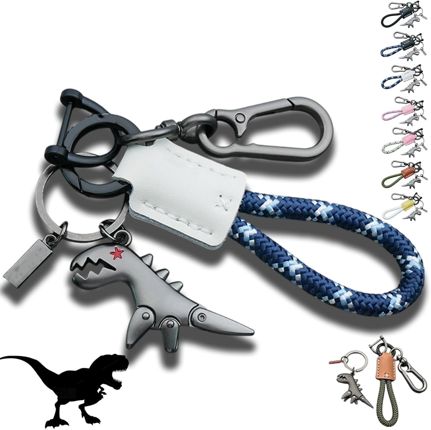 Weseecase Llavero Dinosaurio Dije Emparejado con un Llavero Pulsera Tejido a Mano - Imagen 17 de 22