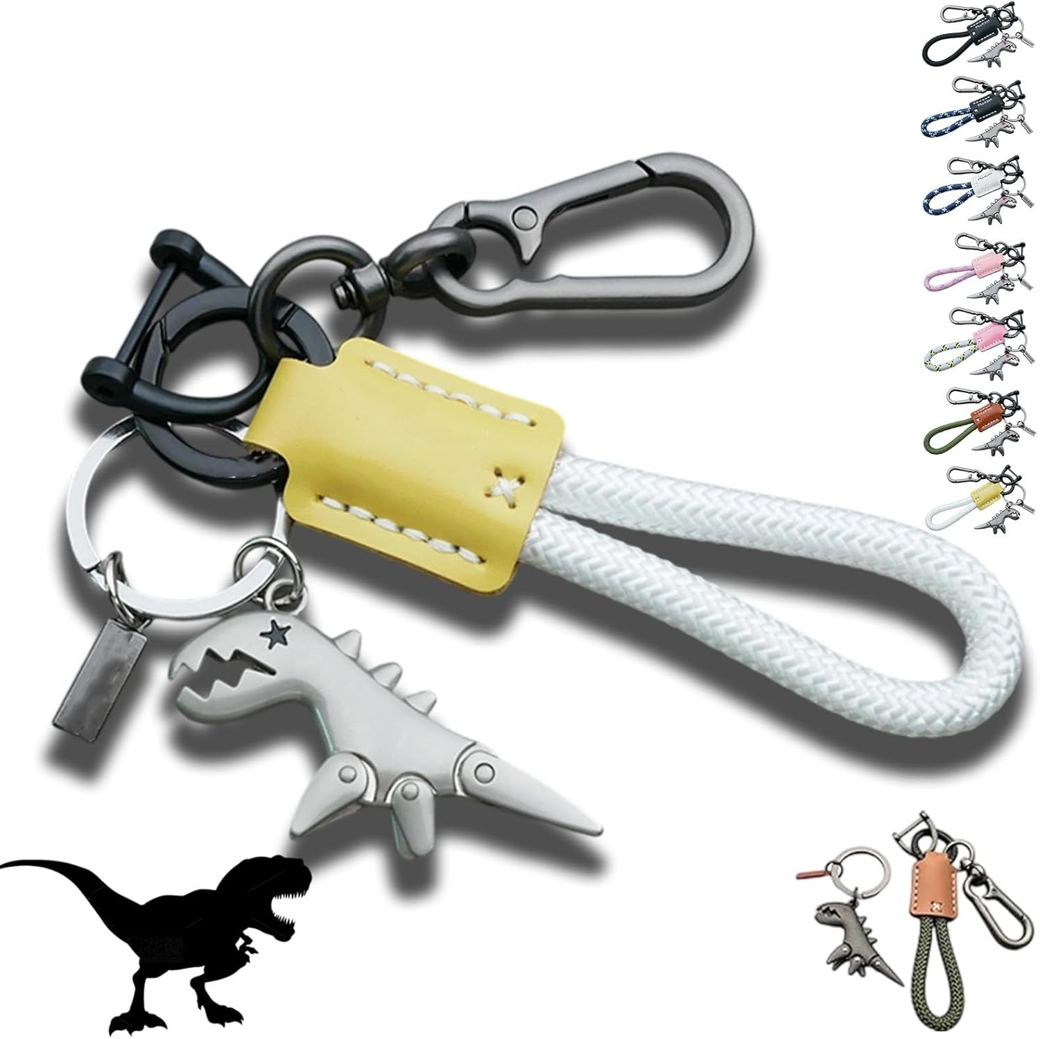 Weseecase Llavero Dinosaurio Dije Emparejado con un Llavero Pulsera Tejido a Mano - Imagen 18 de 22