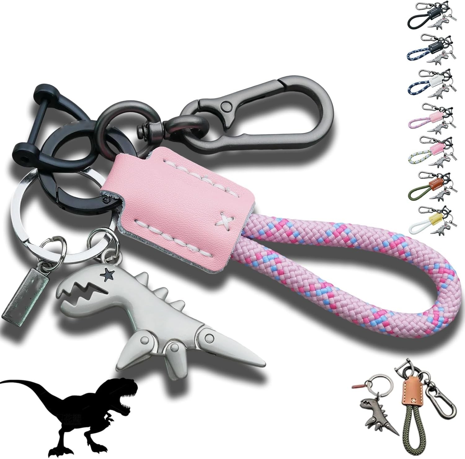 Weseecase Llavero Dinosaurio Dije Emparejado con un Llavero Pulsera Tejido a Mano - Imagen 19 de 22