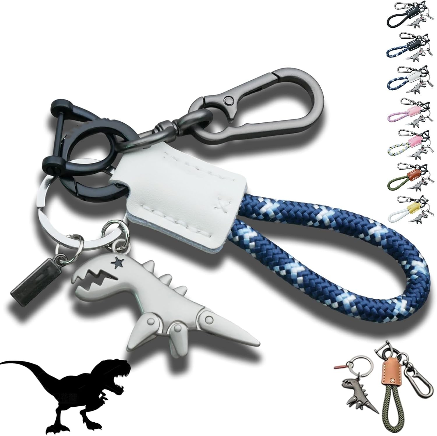 Weseecase Llavero Dinosaurio Dije Emparejado con un Llavero Pulsera Tejido a Mano - Imagen 21 de 22