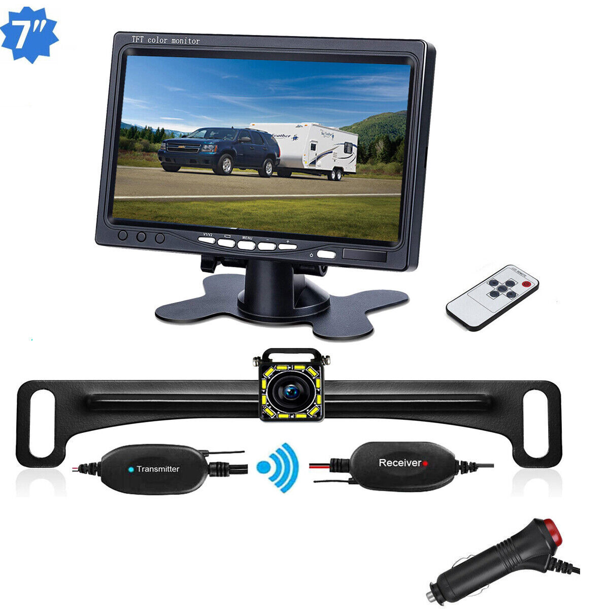 Van Rear Camera Car Wireless Backup Rear View Reverse Camera + 7