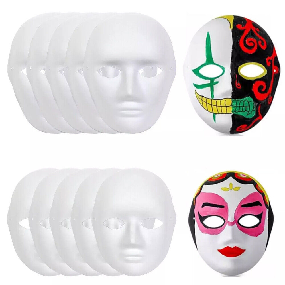 1/10pcs Blank Full Face Masks - DIY Craft Paper Masks for Halloween&Costumes - Picture 20 of 20