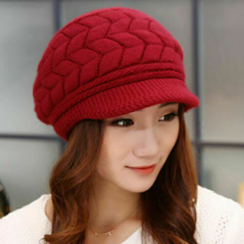 LADY Women Knitted Winter Warm Beanie Hat Peaked Wooly Visor Cap Casual Slouch_ - Picture 21 of 28