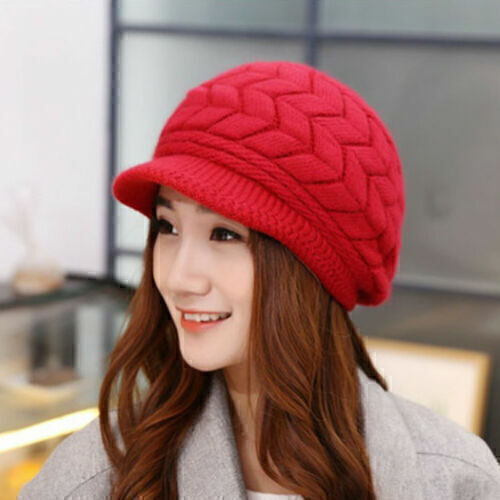 LADY Women Knitted Winter Warm Beanie Hat Peaked Wooly Visor Cap Casual Slouch_ - Picture 22 of 28