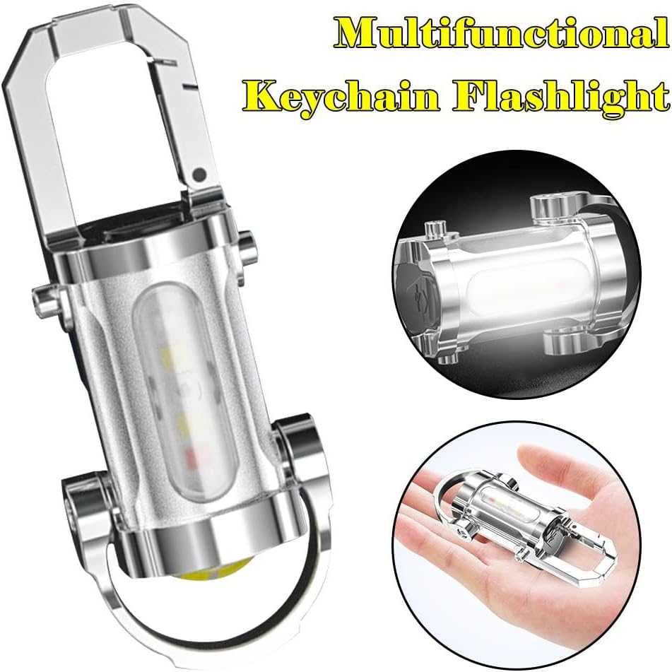 1200LM Mini Key Ring Flashlight, Super Bright Waterproof Recharge