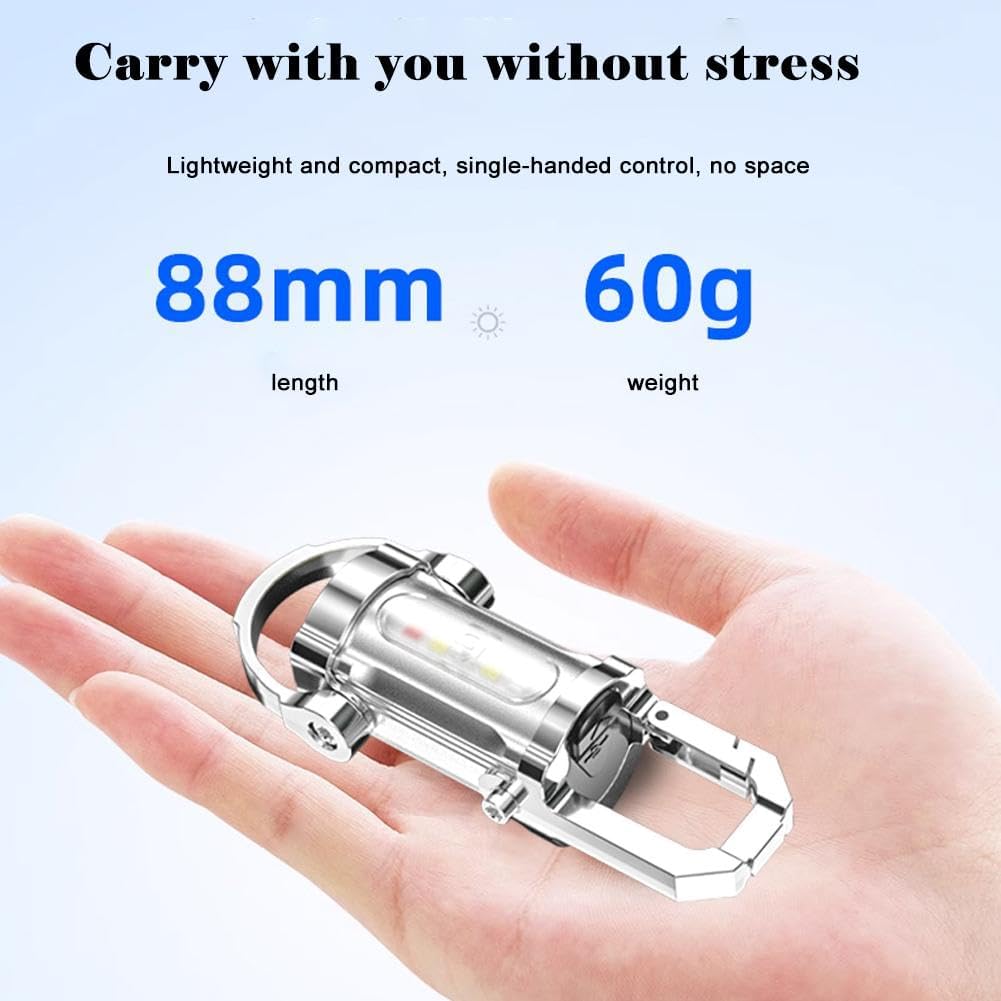 1200LM Mini Key Ring Flashlight, Super Bright Waterproof Recharge