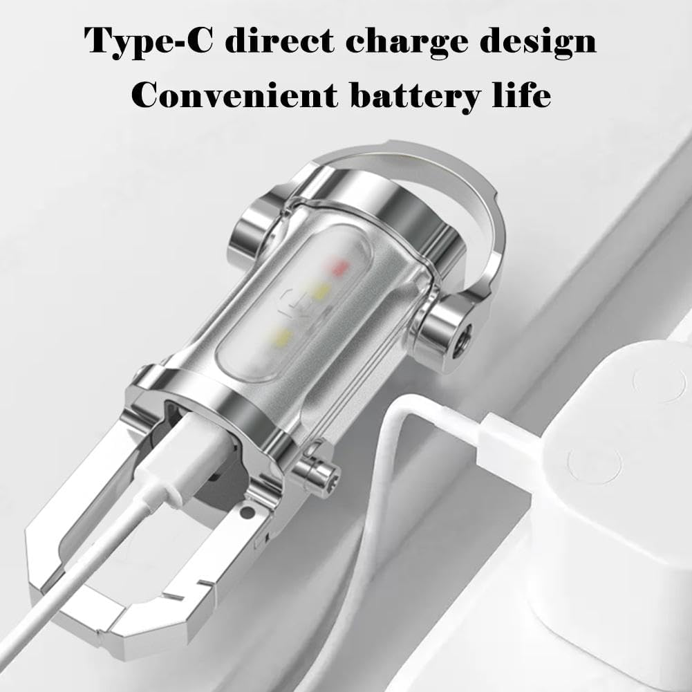 1200LM Mini Key Ring Flashlight, Super Bright Waterproof Recharge
