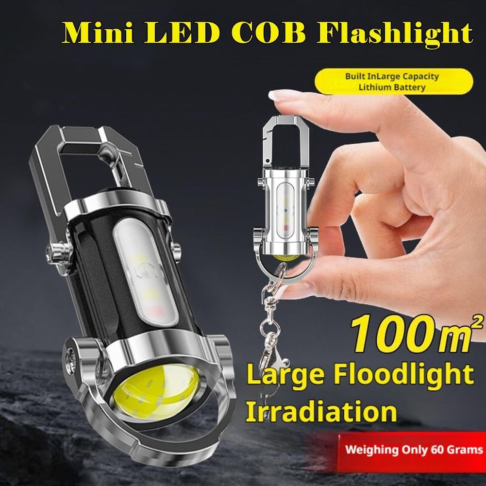 1200LM Mini Key Ring Flashlight, Super Bright Waterproof Recharge