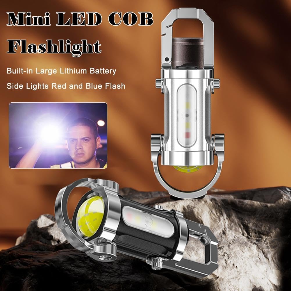 1200LM Mini Key Ring Flashlight, Super Bright Waterproof Recharge