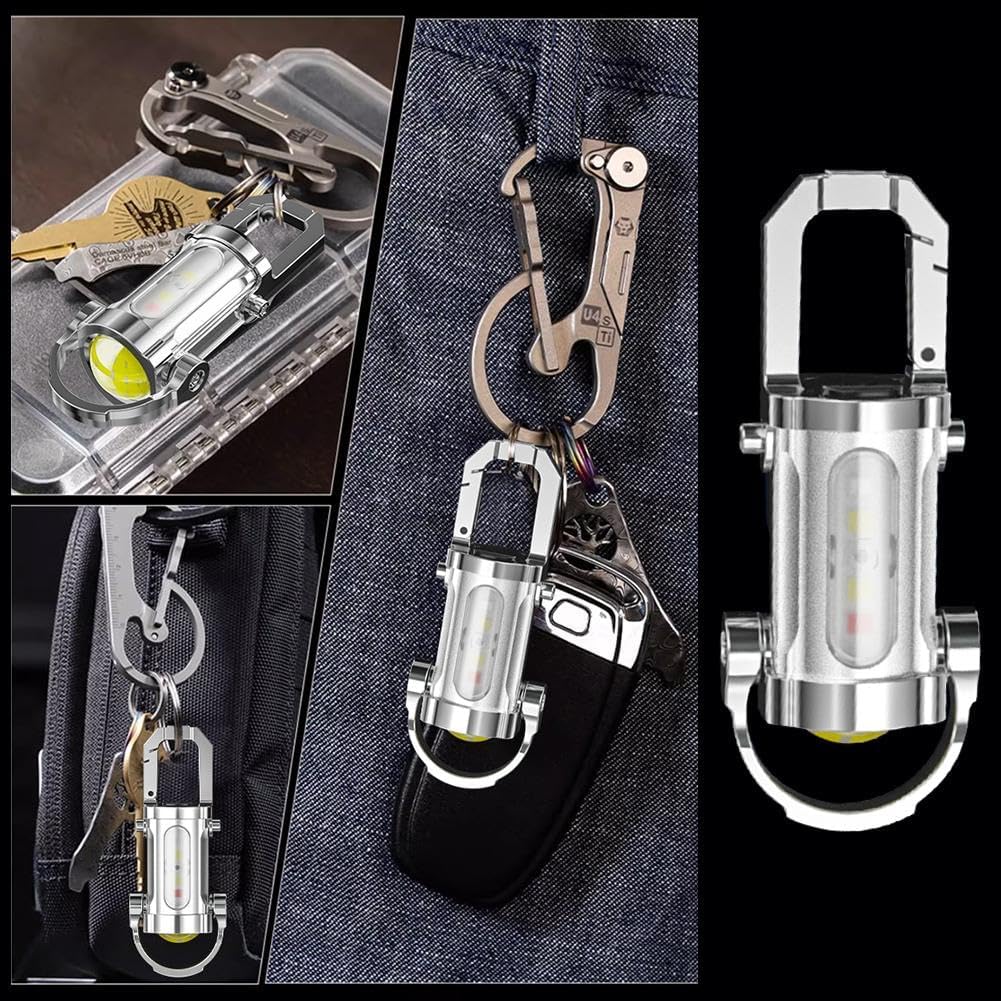 1200LM Mini Key Ring Flashlight, Super Bright Waterproof Recharge