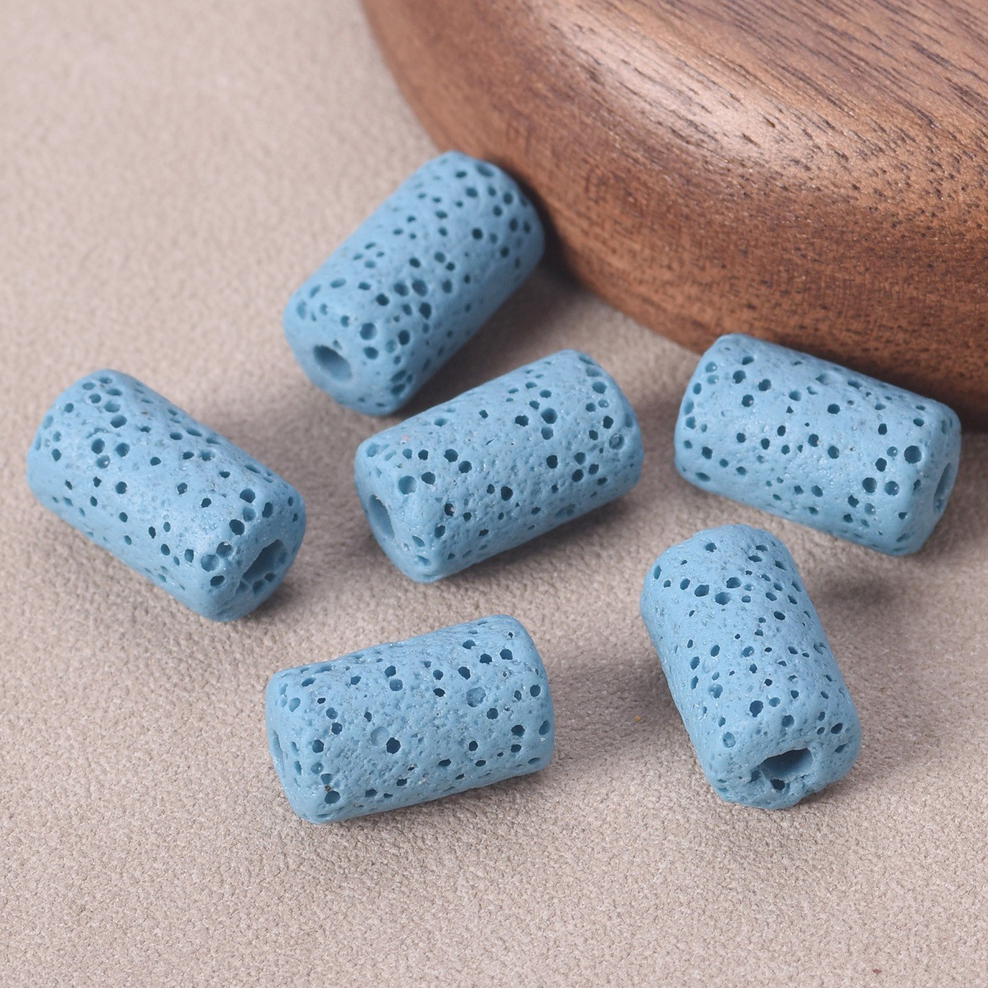 50pcs Natural Volcano Lava Stone 10x6mm 14x8mm Cylinder Shape Loose Crafts Beads - Picture 8 of 16
