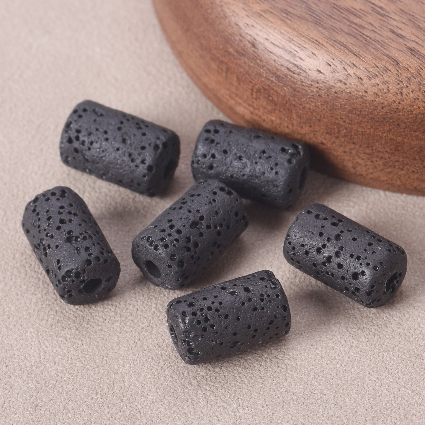 50pcs Natural Volcano Lava Stone 10x6mm 14x8mm Cylinder Shape Loose Crafts Beads - Picture 12 of 16
