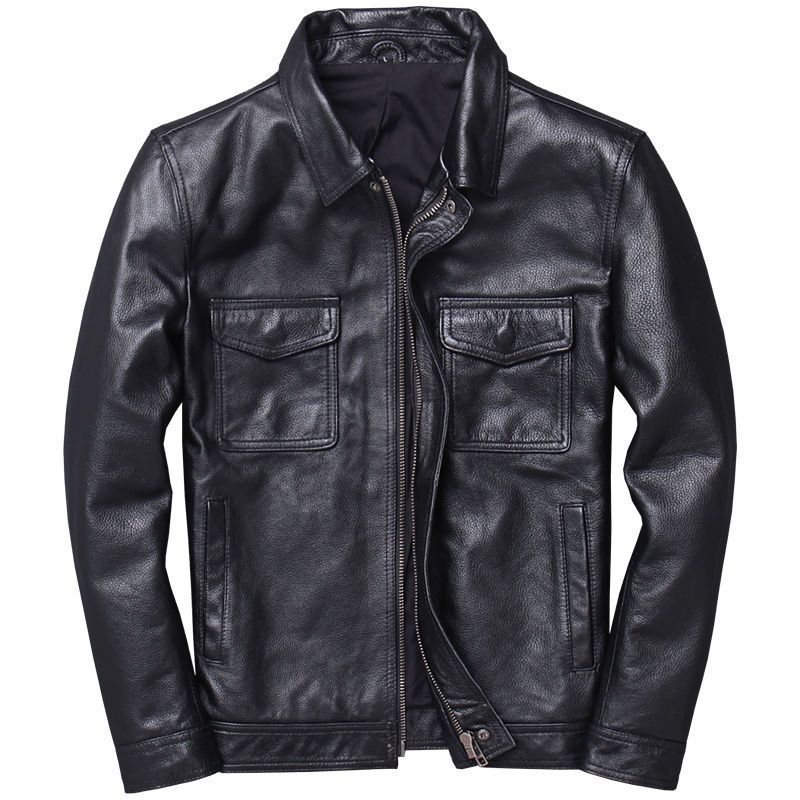 Chaqueta de cuero PU de solapa corta para hombre Chaquetas de cuero coreanas ajustadas para motocicleta - Imagen 13 de 14