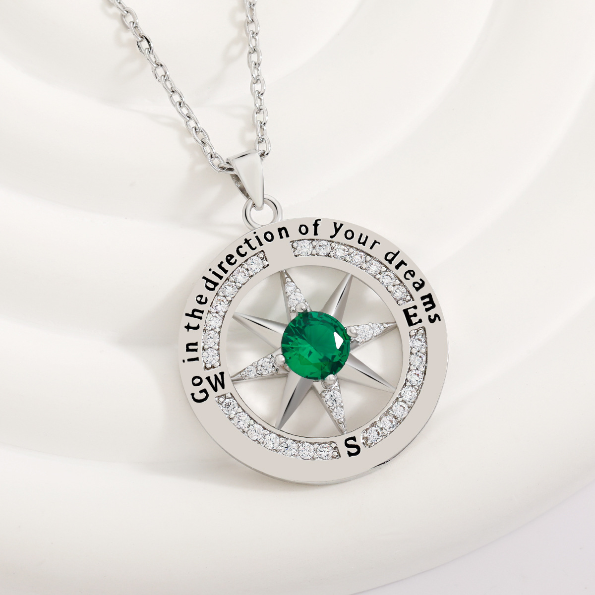 Compass English Pendant Octagonal Star Compass Necklace - Picture 21 of 23